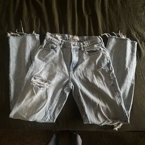 PacSun Light Blue Distressed Women's Straight Leg Jeans